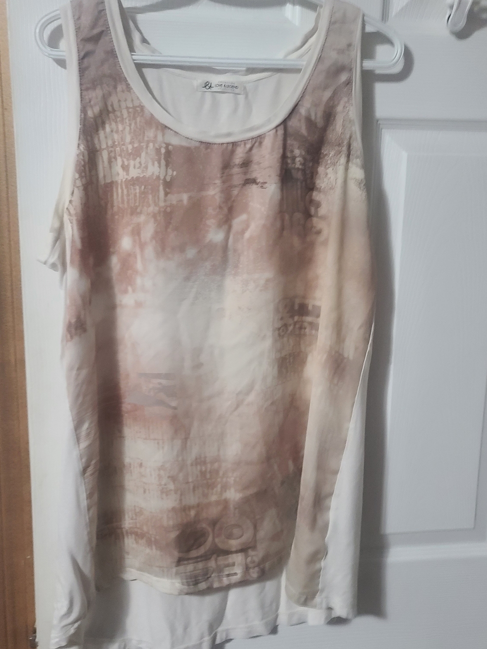 Love & Legend Beige and Brown Printed Layered Tank Top